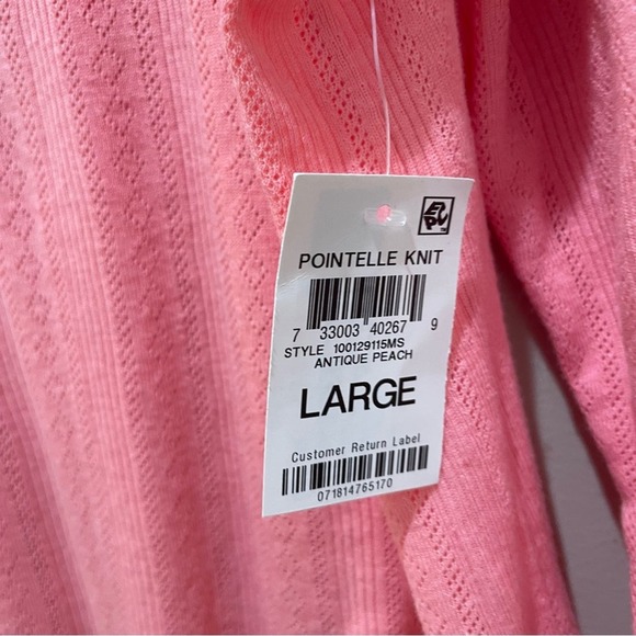 Style & Co. Pointelle Knit Henley Top Antique Peach Size Large - Picture 7 of 7